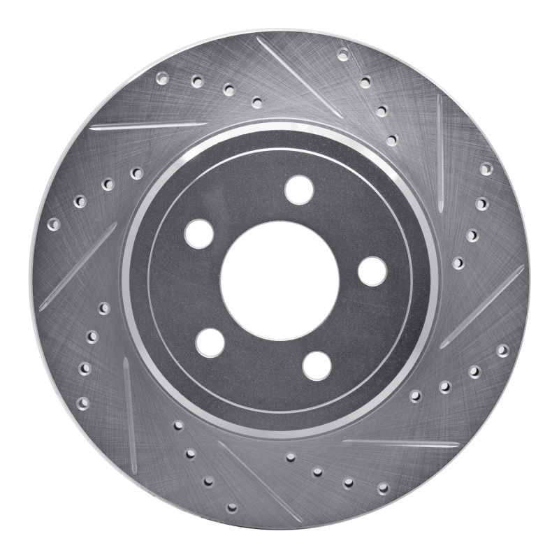 Chrysler 300 Brake Rotor (1) - Rear Right - R1 Concepts - Drilled & Slotted - Silver - `05-`23
